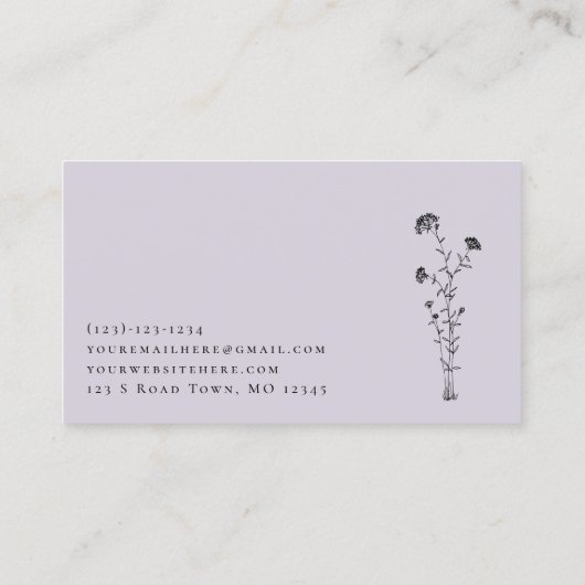 Mauve Botanical Sprig 名刺 (裏面)