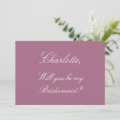 Mauve Bridesmaidプロポーザルスタイリッシュカード 招待状 (スタンド正面)