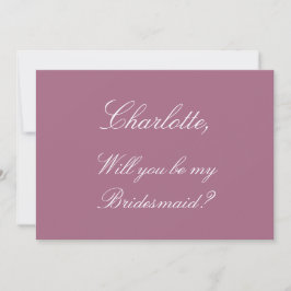 Mauve Bridesmaidプロポーザルスタイリッシュカード 招待状