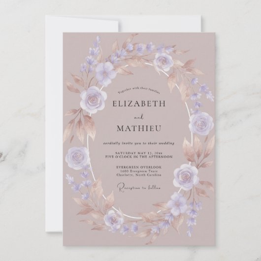 Mauve Bronzed Autumnal Wedding 招待状 (正面)