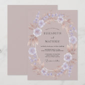 Mauve Bronzed Autumnal Wedding 招待状 (正面/裏面)