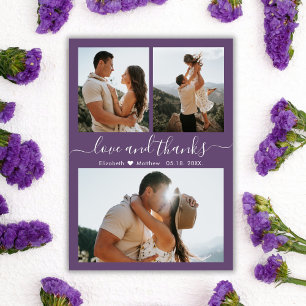 Mauve Budget Photo Collageの結婚サンキューカード