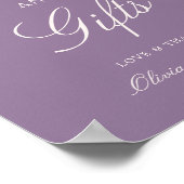 Mauve Calligraphy Wedding Cards & Gifts Sign ポスター (角)