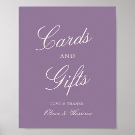 Mauve Calligraphy Wedding Cards & Gifts Sign ポスター
