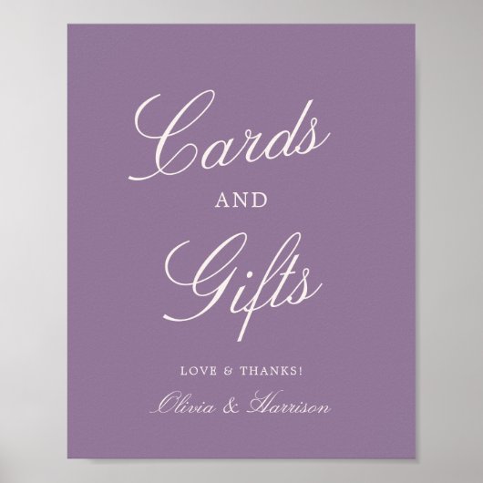 Mauve Calligraphy Wedding Cards & Gifts Sign ポスター (正面)