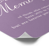 Mauve Calligraphy Wedding Loving Memory Sign ポスター (角)
