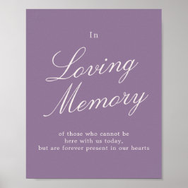 Mauve Calligraphy Wedding Loving Memory Sign ポスター