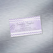 Mauve Chevronジグザググリッター磁気カード マグネット名刺 (インサイチュ)