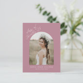 Mauve Class of 2025 Arch Photo Gradation インビテーションポストカード (スタンド正面)