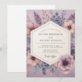 Mauve Dreamy Floral Wedding 招待状 (正面/裏面)