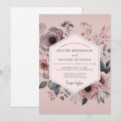 Mauve Duskbloom Wedding 招待状 (正面/裏面)