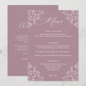 Mauve Dustyエレガントバラヴィンテージウェディングメニュー メニュー (正面/裏面)