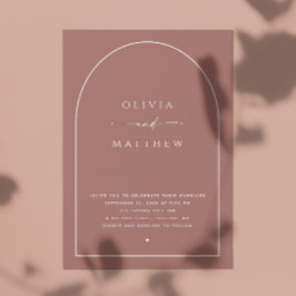 Mauve Dustyバラ結婚アーチ – ミニマル秋QR 招待状