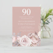 Mauve & Dustyバラ、赤面90th Birthday Party 招待状 (スタンド正面)