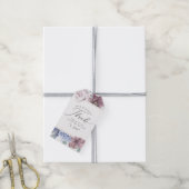 Mauve Dusty Blue Flowers エレガント Thank You ギフトタグ (より糸付き)