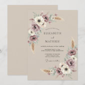 Mauve Earthy Bohemian Wedding 招待状 (正面/裏面)