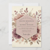 Mauve Ethereal Bloom Wedding 招待状 (正面)