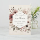 Mauve Ethereal Bloom Wedding 招待状 (スタンド正面)