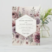 Mauve Ethereal Floral Wedding 招待状 (スタンド正面)