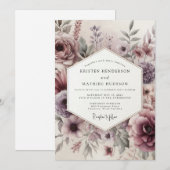 Mauve Ethereal Floral Wedding 招待状 (正面/裏面)