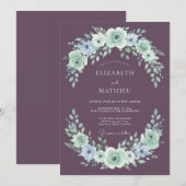 Mauve Exquisite Botanical Wedding 招待状 (正面/裏面)