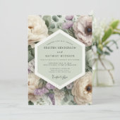Mauve Floral Botanical Romance Wedding 招待状 (スタンド正面)
