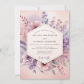 Mauve Floral Dream Wedding 招待状 (正面)