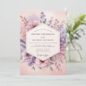 Mauve Floral Dream Wedding 招待状 (スタンド正面)