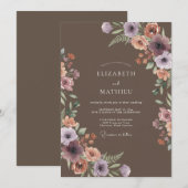 Mauve Floral Ethereal Wedding 招待状 (正面/裏面)