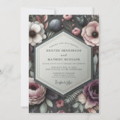Mauve Floral Opulent Wedding 招待状 (正面)
