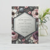 Mauve Floral Opulent Wedding 招待状 (スタンド正面)