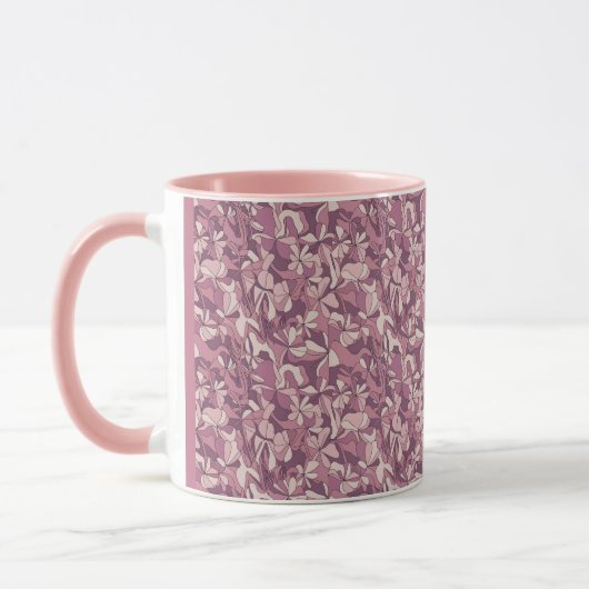 Mauve Floral Pattern Pink Combo Mug マグカップ (左)