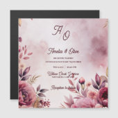 Mauve Floral Romantic Blush Wedding Invitation  (正面/裏面)