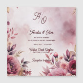 Mauve Floral Romantic Blush Wedding Invitation (正面)