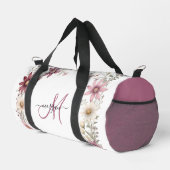 Mauve Floral Small Personalized Gym Duffel Bag ダッフルバッグ (右コーナー)