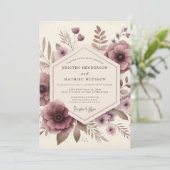 Mauve Floral Woodland Wedding 招待状 (スタンド正面)