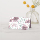 Mauve Flowers エレガント Romantic結婚's プレイスカード (裏面)