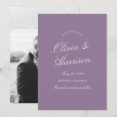 Mauve Garden Calligraphy Save The Date Card 招待状 (正面/裏面)