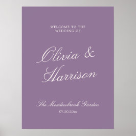 Mauve Garden Calligraphy Wedding Welcome Poster ポスター