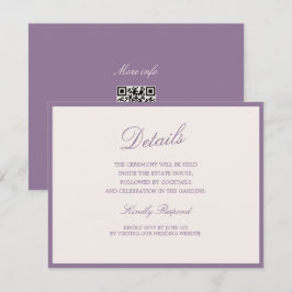 Mauve Garden Wedding QR Details Card エンクロージャーカード