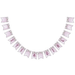 Mauve Girl's It's a Girl Baby Shower Banner バンティングフラッグ