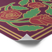 Mauve Gold Floral Sword Royal Wedding Welcome Sign ポスター (角)