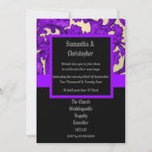 Mauve Gothic damask wedding photo invitation 招待状 (正面)