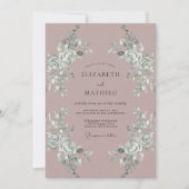 Mauve Graceful Romantic Wedding 招待状 (正面)