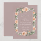 Mauve Graceful Spring Wedding 招待状 (正面/裏面)