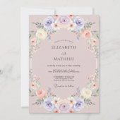 Mauve Graceful Springtime Wedding 招待状 (正面)