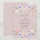 Mauve Graceful Springtime Wedding 招待状 (正面/裏面)