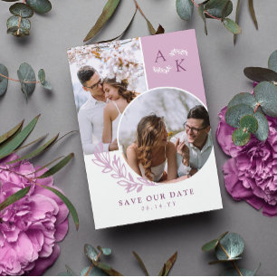 Mauve Greeneryの重なり合う写真の日付を保存 セーブザデート