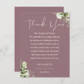 Mauve Greenery Thank You 結婚's座席表 ポストカード (正面/裏面)