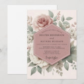 Mauve Heirloom Blossom Wedding 招待状 (正面/裏面)